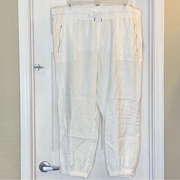 Athleta Cabo Linen Jogger Pants White Plus Size 24 - Picture 1 of 11